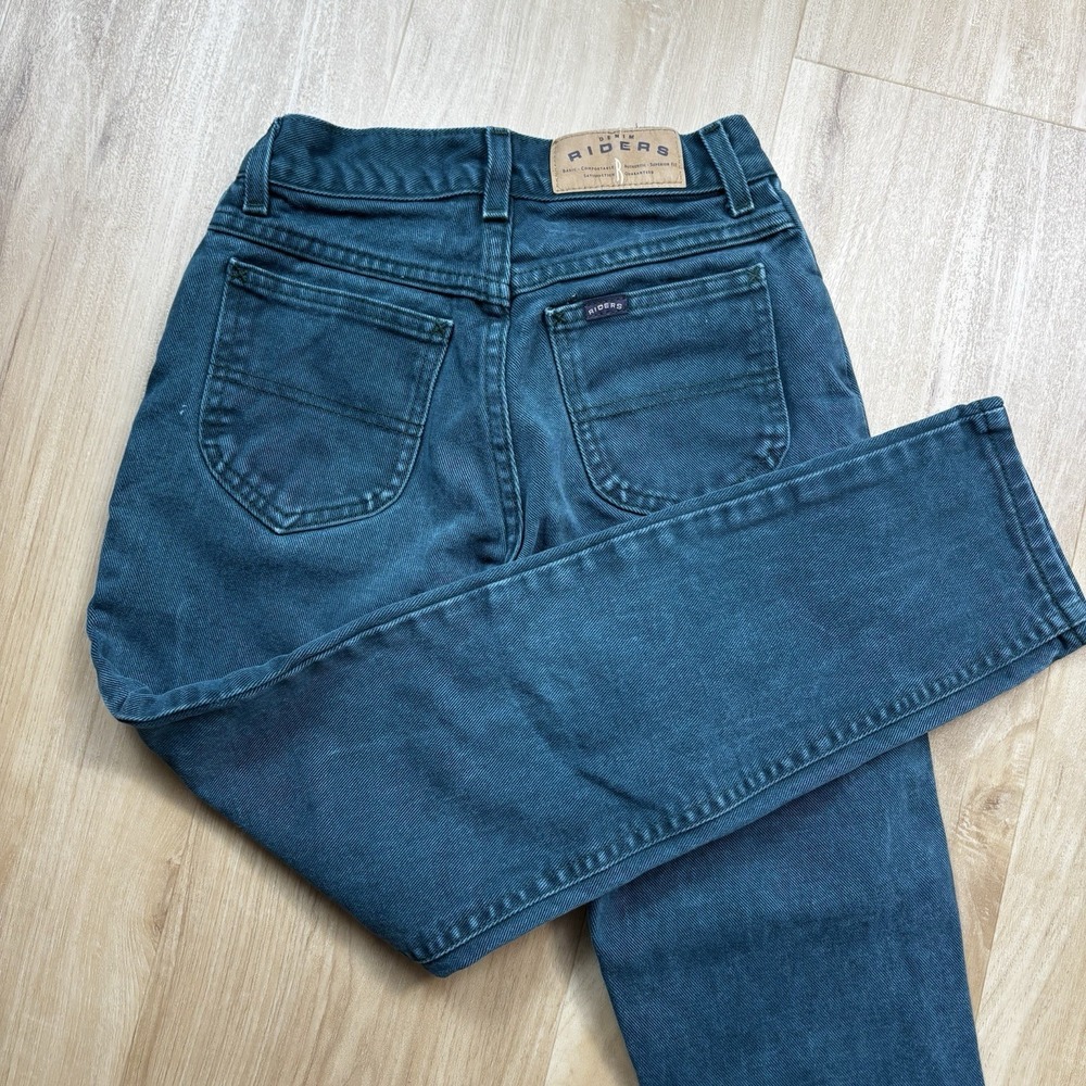 Vintage Denim Rider Jeans Girls Size 12 Green 80s Made In USA